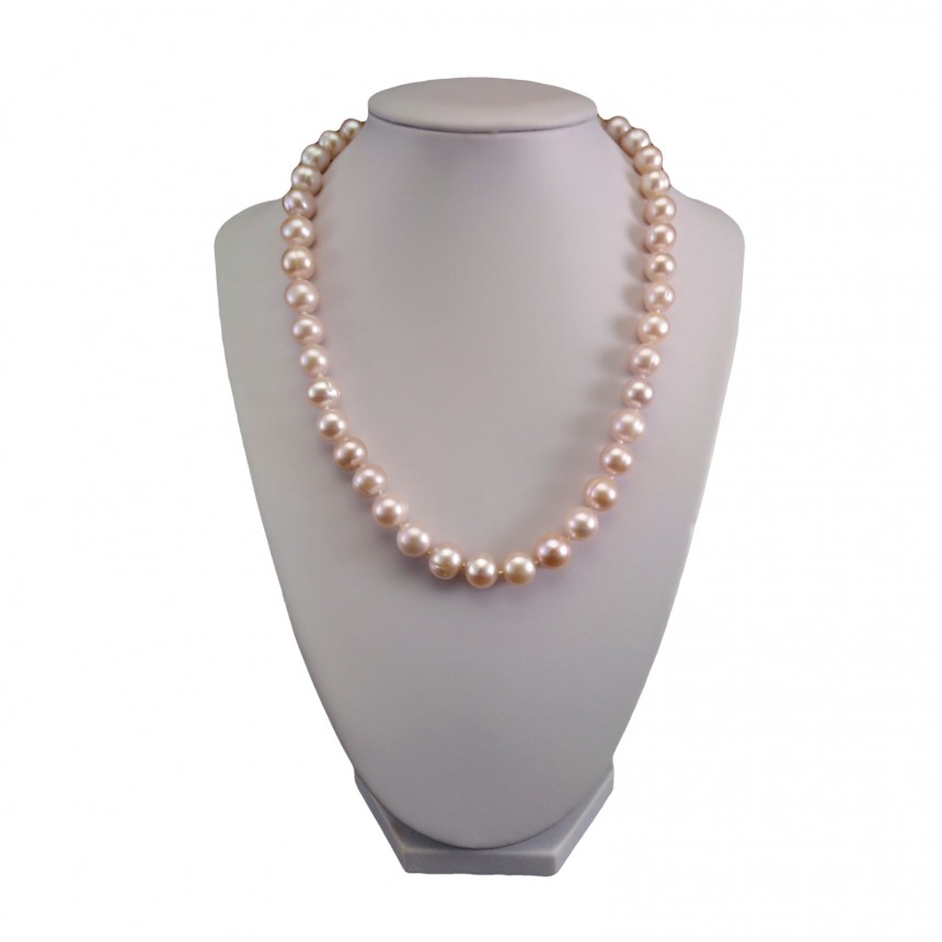 Necklace made of real pink pearls, round 46 cm PNSP13-C 
