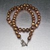 A necklace of real golden brown corn pearls 44 cm PN46