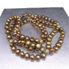 Decorative necklace made of real golden-brown corn pearls 46 cm PGNM46