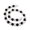 Decorative necklace made of real pearls and black agate 45 cm PN17