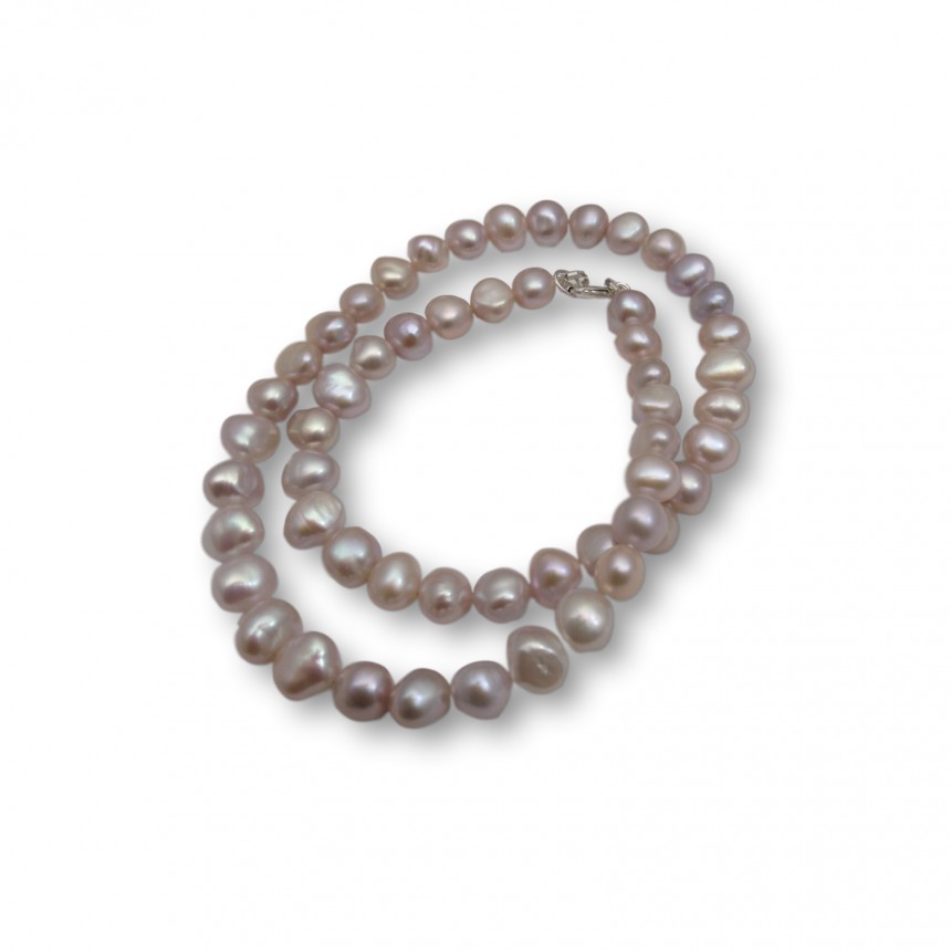 Necklace made of real corn pearls of the color of pink 45 cm PN38-B