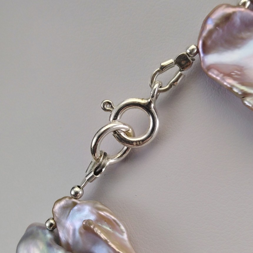 Decorative necklace made of real pink keshi pearls, 40 cm PN50-B
