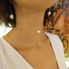 Necklace with real white baroque pearls choker type 34 cm PNP02
