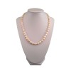 Necklace made of real pink corn pearls with silver elements 45 cm PNP80-B