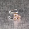 Ring with three 6 mm pink pearls with adjustable size PPi07-3