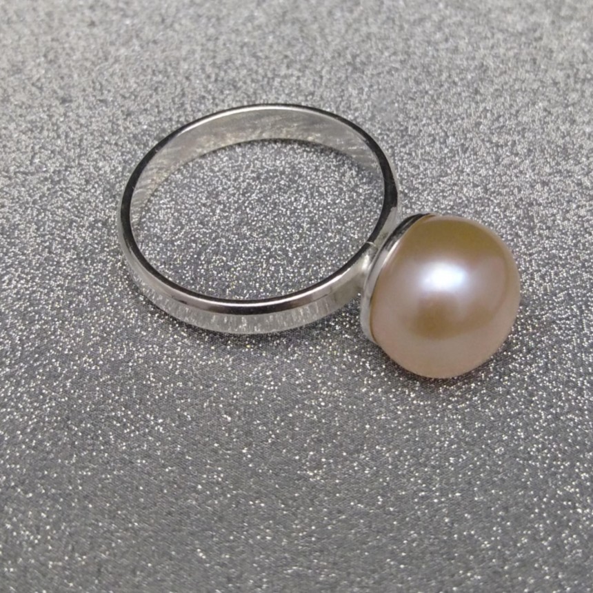 Classic ring with real pink pearl 10 mm PPi08-B