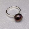Silver ring with brown pearl 11 mm PPi09-B