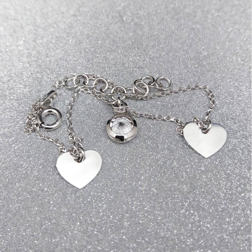 Silver bracelet celebrity with zircon and hearts 17 cm SBC14