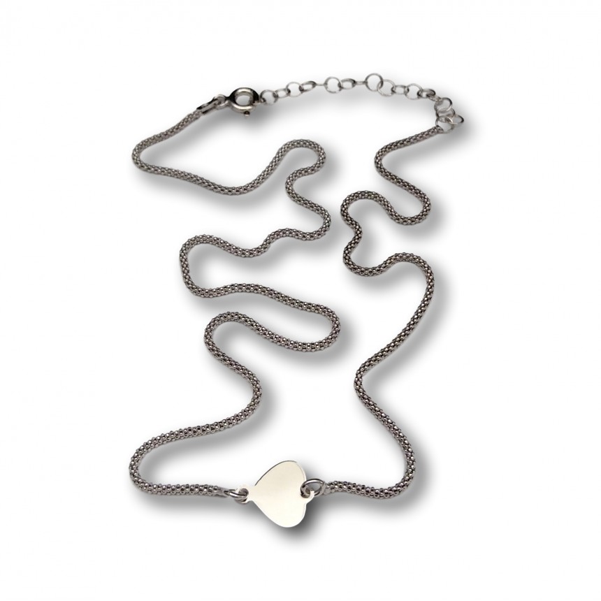 Silver chain with heart 41 cm SLC15M