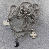 Silver clover chain, heart, moon 42 cm SLC24M