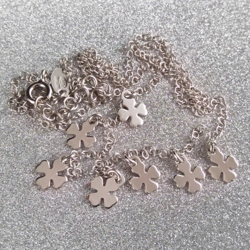 Silver chain with clover 42 cm SLC27M