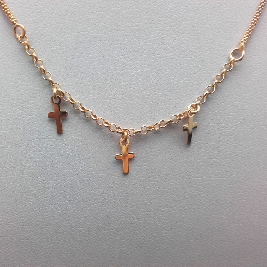 Silver necklace with three crosses 41 cm SLPC10M