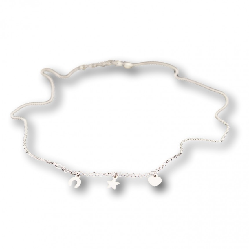 Chain silver heart, star, horseshoe 45 cm SLC09M