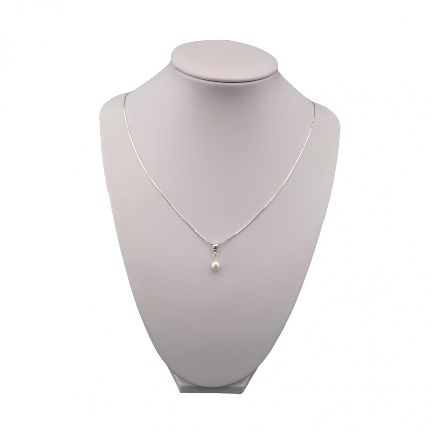 Pendant with real pearl white small tear 5 - 8 mm PW26